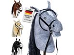 Hoofly Hobby Horse Grey® (Grigio) - Cavallo Da Passatempo Grande Per Bambini A3 Con Asta A Vite / Set Di Cavalli Da Passatempo Con Briglia