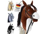 Hoofly® Hobby Horse Brown (Piebald) - Cavallo Da Passatempo Grande Per Bambini A3 Con Asta A Vite/Set Di Cavalli Da Passatempo Con Briglia