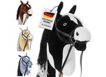 Hoofly® Hobby Horse Black (Piebald) - Cavallo Da Passatempo Grande Per Bambini A3 Con Asta A Vite/Set Di Cavalli Da Passatempo Con Briglia