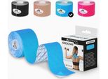 Mobiclinic, Nastro Kinesiologico, Nastro Adesivo Neurologico, 5M X 5Cm, Nastro Sportivo, Rilassamento Muscolare, Bendaggio Kinesiologico, Nastro Facciale, Blu