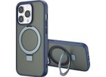Custodia Iphone 14 Pro Cover Protettiva Anello Stand Backcover Met Magsafe Plastica Blu Accezz