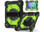 Custodia Per Ipad Mini 2024/Ipad Mini 2021, Custodia Per Tablet Con Cinturino Girevole A 360° E Supporto Nero Verde