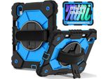 Custodia Per Ipad Mini 2024/Ipad Mini 2021, Custodia Per Tablet Con Cinturino Girevole A 360° E Supporto Nero Blu