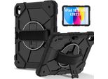 Custodia Per Ipad 10A Generazione 2022 Da 10,9 Pollici, Custodia Per Tablet Con Cinturino Girevole A 360° E Supporto Nero