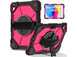 Custodia Per Ipad 10A Generazione 2022 Da 10,9 Pollici, Custodia Per Tablet Con Cinturino Girevole A 360° E Supporto Nero Rosa