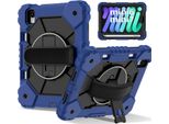 Custodia Per Ipad Mini 2024/Ipad Mini 2021, Custodia Per Tablet Con Cinturino Girevole A 360° E Supporto Nero Navy