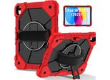 Custodia Per Ipad 10A Generazione 2022 Da 10,9 Pollici, Custodia Per Tablet Con Cinturino Girevole A 360° E Supporto Rosso Nero