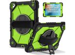 Custodia Per Ipad 9,7 6A/5A Generazione 2018/2017, Custodia Per Tablet Con Cinturino Girevole A 360° E Supporto Nero Verde