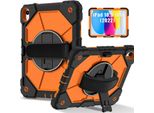 Custodia Per Ipad 10A Generazione 2022 Da 10,9 Pollici, Custodia Per Tablet Con Cinturino Girevole A 360° E Supporto Nero Arancione