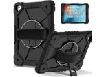 Custodia Per Ipad 9,7 6A/5A Generazione 2018/2017, Custodia Per Tablet Con Cinturino Girevole A 360° E Supporto Nero