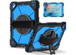 Custodia Per Ipad 9,7 6A/5A Generazione 2018/2017, Custodia Per Tablet Con Cinturino Girevole A 360° E Supporto Nero Blu