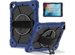 Custodia Per Ipad 9,7 6A/5A Generazione 2018/2017, Custodia Per Tablet Con Cinturino Girevole A 360° E Supporto Navy Nero
