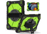 Custodia Per Ipad 9°/8°/7° Generazione, Ipad 10,2 Pollici 2021/2020/2019, Custodia Per Tablet Con Cinturino Girevole A 360° E Supporto Nero Verde
