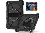 Custodia Per Ipad 9Th/8Th/7Th Gen, Ipad 10.2 Pollici 2021/2020/2019, Custodia Per Tablet Con Cinturino Girevole A 360° E Supporto Nero