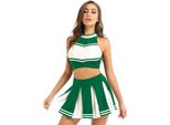 Donna Cheerleader Costume Taglia M Uniforme Set Crop Top Backless Gonna Plissettata Mini Gonna Ballo Carnevale Partito Halloween