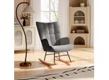 Sedia A Dondolo, Comoda, Con Sedile Imbottito, 92 X 68 X 75 Cm, Peluche, Grigio