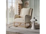 Sedia A Dondolo Proximax In Lino Con Cuscino, Con Tasche Su Entrambi I Lati Dei Braccioli, Beige