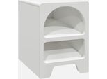 Comodino Organico Effetto Legno Bianco, 2 Nicchie Mobileoggetti, Bianco