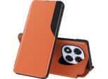 Custodia Flip Per Xiaomi Redmi Note 14 Pro 5G, Custodia In Finto Cuoio Con Finestra E Funzione Stand Arancione