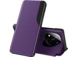 Custodia Flip Per Xiaomi Redmi Note 14 Pro+ 5G, Custodia In Finto Cuoio Con Finestra E Funzione Stand Viola