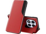 Custodia Flip Per Xiaomi Redmi Note 14 Pro 5G, Custodia In Finto Cuoio Con Finestra E Funzione Stand Rosso