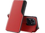 Custodia Flip Per Xiaomi Redmi Note 14 5G, Custodia In Finto Cuoio Con Finestra E Funzione Stand Rosso