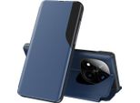 Custodia Flip Per Xiaomi Redmi Note 14 Pro+ 5G, Custodia In Finto Cuoio Con Finestra E Funzione Stand Blu