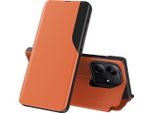 Custodia Flip Per Xiaomi Redmi Note 14 5G, Custodia In Finto Cuoio Con Finestra E Funzione Stand Arancione