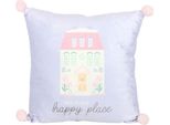 Cuscino Imbottito Something Different - Square - This Is Our Happy Place - Poliestere SD6642 (Taglia Unica) (Blu Pastello/Rosa)
