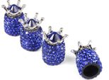 4 Pz/Set Crown Crystal Car Tire Valve Stem Caps Theftproof Wheel Tyre Tyre Airtight Cover Blu Scuro