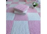 10 Pezzi 30X30X1 Cm Tappetini In Moquette, Tappetino In Peluche Insonorizzato Giuntato Per Soggiorno Camera Da Letto, Colore: Bianco+Rosa