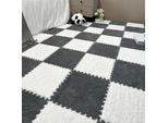 10 Pezzi 30X30X1 Cm Tappetini In Moquette, Tappetino In Peluche Insonorizzato Giuntato Per Soggiorno Camera Da Letto, Colore: Bianco+Grigio
