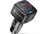 Caricatore Usb 4 In 1 Dock Di Ricarica Rapida Dock Type-C 38W Pd Qc3.0 3.1A 2Usb Adattatore Auto Doppia Linea Nero