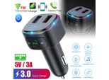 Caricabatterie Usb Per Auto Trasmettitore Radio Fm Adattatore Bluetooth Nero