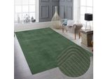Tappeto Basso Da Salotto Con Motivo Ad Arco Unicolore In Verde Dimensioni - 120 X 160 Cm