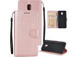 Per Samsung J7 2017 Edizione Europea/J730/J7 Pro Custodia Protettiva In Pelle Pu Con 3 Posizioni Per Le Carte Oro Rosa