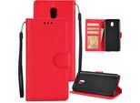 Per Samsung J7 2017 European Edition/J730/J7 Pro Custodia Protettiva In Pelle Pu Con 3 Posizioni Per Le Schede, Rosso