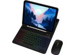 Inf Custodia Blu Per Ipad 12.9 Con Tastiera Bluetooth Rgb E Mouse Illuminato Nero Ipad 10.2/10.5 Pollici