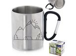 Orion Tazza Da Viaggio In Acciaio Inox Tazza Da Caffè Tazza Da Tè Tazza Da Bere Con Moschettone 350 Ml