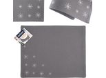 Tappetino Per Piatti Orion Tappetino Da Tavolo In Cotone Grigio Natale Snow Flocks 33,5X26 Cm