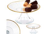 Vilde Alzata Per Torte Piatto Per Torte Alzata Per Torte In Vetro Con Base Dorata 15,5 Cm