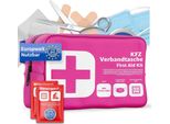 Borsa Di Pronto Soccorso Auto Standard 2026 Con Teli Di Respirazione - Cassetta Di Pronto Soccorso Auto - DIN13164:2022 - Set Di Pronto Soccorso - Cassetta Di Pronto Soccorso Stvo Conforme (Rosa)