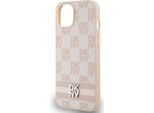 Dkny, Custodia Elegante Per Iphone 13 Con Motivo A Scacchi E Strisce, Rosa