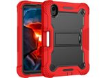 Custodia Per Ipad Mini 2024/Ipad Mini 2021, Custodia Protettiva Ibrida Rugged Per Tablet Con Supporto Rosso