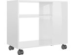 Tavolino Bianco Lucido 70X35X55 Cm Materiale A Base Di Legno