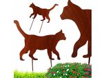 Decorazione Da Giardino Statuetta Gatto Passeggiata Gatto Regalo Statuetta Corten Ruggine