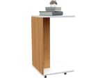Tavolino Happy Babies, Tavolino Da Divano Con Rotelle, Forma A C, Tavolino Mobile, Tavolino Da Salotto Per Caffè E Laptop 40X40X70 (Bianco - Manovra)