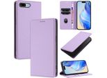 Custodia In Pelle Per Iphone 6S Plus / 7 Plus / 8 Plus, Pelle Litschi, Custodia A Portafoglio Con Slot Per Carte E Supporto Viola