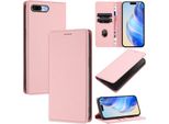 Custodia In Pelle Per Iphone 6S Plus / 7 Plus / 8 Plus, Pelle Litschi, Custodia A Portafoglio Con Slot Per Carte E Supporto Rosa