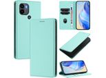 Custodia In Pelle Per Xiaomi Poco C50/C51/Redmi A1+/Redmi A2+, Pelle Litschi, Custodia A Portafoglio Con Slot Per Carte E Supporto Turchese